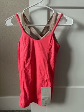 NEW Lululemon Run For Gold Tank Size 4 Pink Coral Built-In Bra Racerback NWT